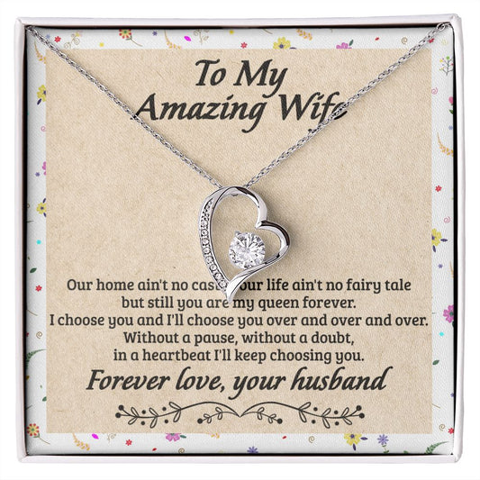 Birthday Gifts For Wife, Necklace Gifts For Wife From Husband, To My Wife Jewelry For Women , To My Wife Necklace  from Husband Wedding Anniversary Present For Wife, Beautiful Wife Jewelry Christmas18 Forever Love Necklace