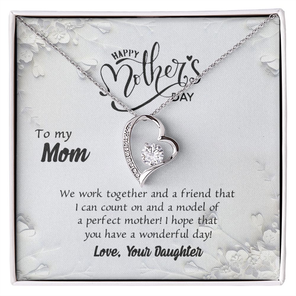 To My Mom Necklace Pendant Gift From Daughter And Happy Mother's Day Gift For Mom Birthday, Anniversary Together And A Friend Forever Love Necklace