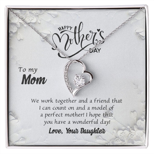 To My Mom Necklace Pendant Gift From Daughter And Happy Mother's Day Gift For Mom Birthday, Anniversary Together And A Friend Forever Love Necklace