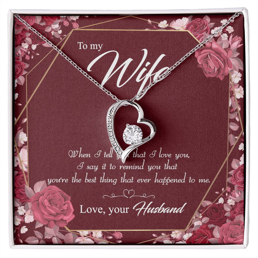 To My Wife Necklace Pendant Gift From Husbnd Habby Birthday Jewelry with Message Card and Gift Box. Wife Necklace Gift for Wife from Husband Valentine's Day Gift For Wife Future Wife Forever Love Necklace