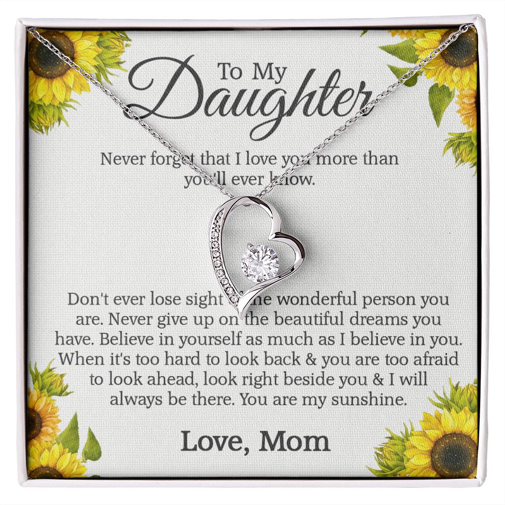 Mother Daughter Gift Ideas, To My Daughter Gift Necklace from Mom, Jewelry Pendant Present for Daughter, Birthday Christmas Gift Graduation Gifts for Daughters, Mother and Daughter Necklace 2132 Forever Love Necklace