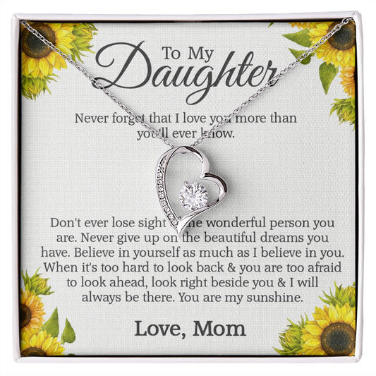 Mother Daughter Gift Ideas, To My Daughter Gift Necklace from Mom, Jewelry Pendant Present for Daughter, Birthday Christmas Gift Graduation Gifts for Daughters, Mother and Daughter Necklace 2132 Forever Love Necklace