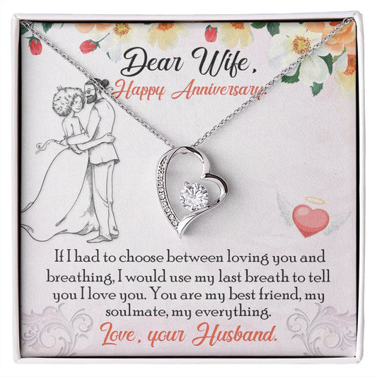 To My Wife Necklace from Husband, Personalized Necklace for Women, Luxury Necklace for Wife from Man Men, Wedding Anniversary Present For Wife, Beautiful Wife Jewelry Christmas Birthday Gift For Wife13 Forever Love Necklace