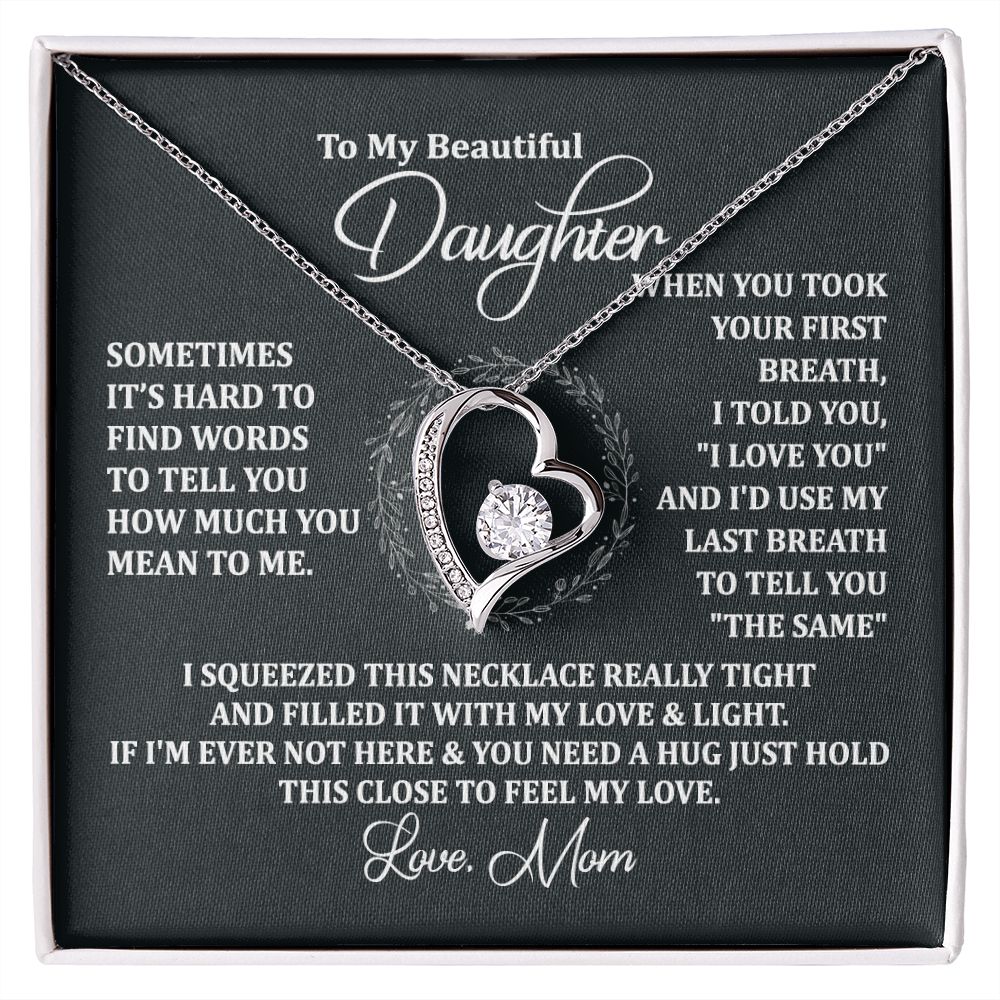 Mother Daughter Gift Ideas, To My Daughter Gift Necklace from Mom, Jewelry Pendant Present for Daughter, Birthday Christmas Gift Graduation Gifts for Daughters, Mother and Daughter Necklace 2135 Forever Love Necklace