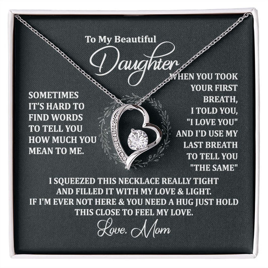 Mother Daughter Gift Ideas, To My Daughter Gift Necklace from Mom, Jewelry Pendant Present for Daughter, Birthday Christmas Gift Graduation Gifts for Daughters, Mother and Daughter Necklace 2135 Forever Love Necklace