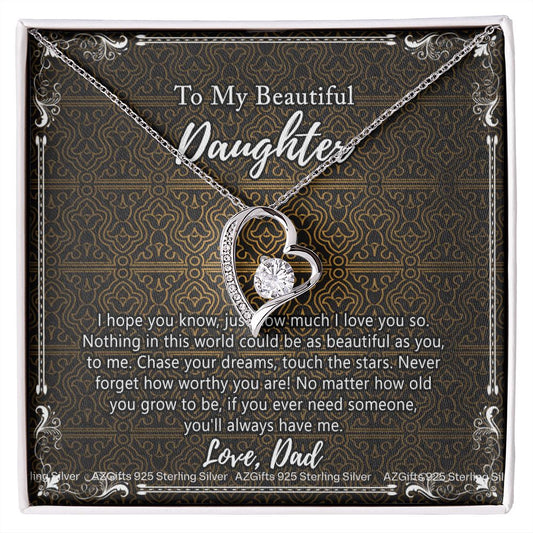 Daughter Gift From Dad Father To My Daughter Necklace for Daughter Jewelry Necklace Meaningful Jewelry Personalized Jewelry Gifts For Women Girls Her Forever Love Necklace
