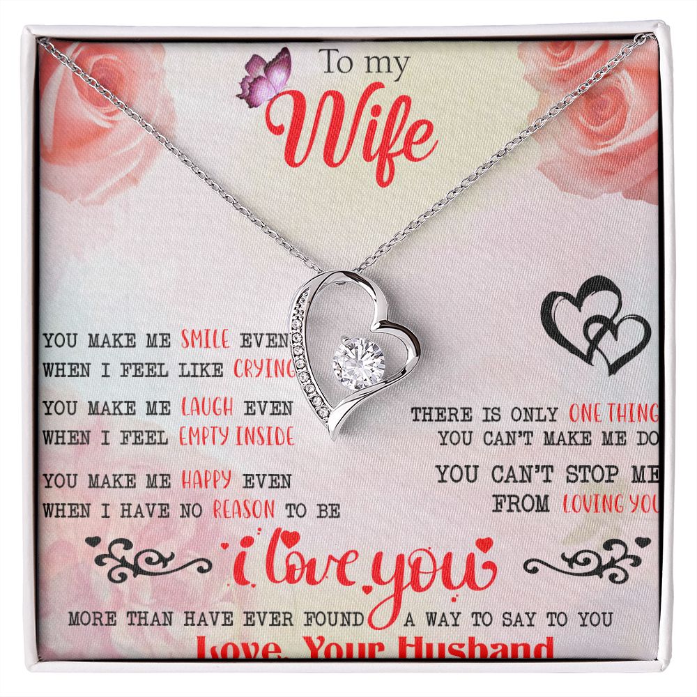 To My Wife Necklace, Wedding Anniversary Jewelry For Women, Necklace For Wife from Husband, Gift For Wife Birthday Gifts From Husband Necklace, Jewelry With Message Card In A Gift Box3 Forever Love Necklace