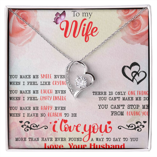 To My Wife Necklace, Wedding Anniversary Jewelry For Women, Necklace For Wife from Husband, Gift For Wife Birthday Gifts From Husband Necklace, Jewelry With Message Card In A Gift Box3 Forever Love Necklace