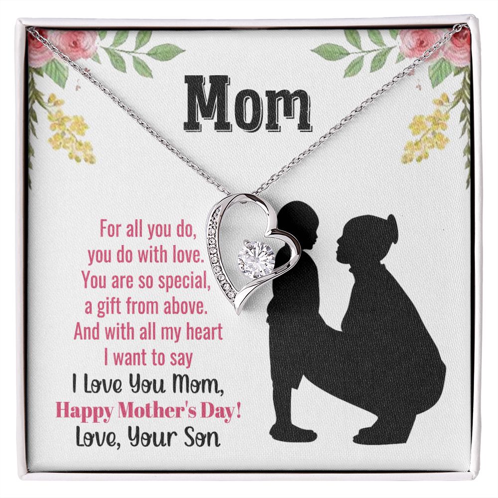To My Mom Necklace, Gift For Mom, Mother's Day Gift from Daughter, Mom Jewelry Gift for Mothers Day, Birthday Gift for Mother, Moms Gift from Daughter Son, Necklace for Mom Mother22 Forever Love Necklace