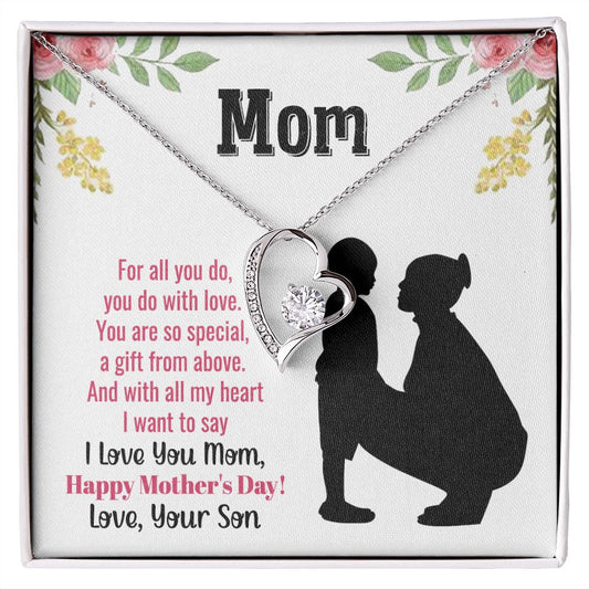 To My Mom Necklace, Gift For Mom, Mother's Day Gift from Daughter, Mom Jewelry Gift for Mothers Day, Birthday Gift for Mother, Moms Gift from Daughter Son, Necklace for Mom Mother22 Forever Love Necklace