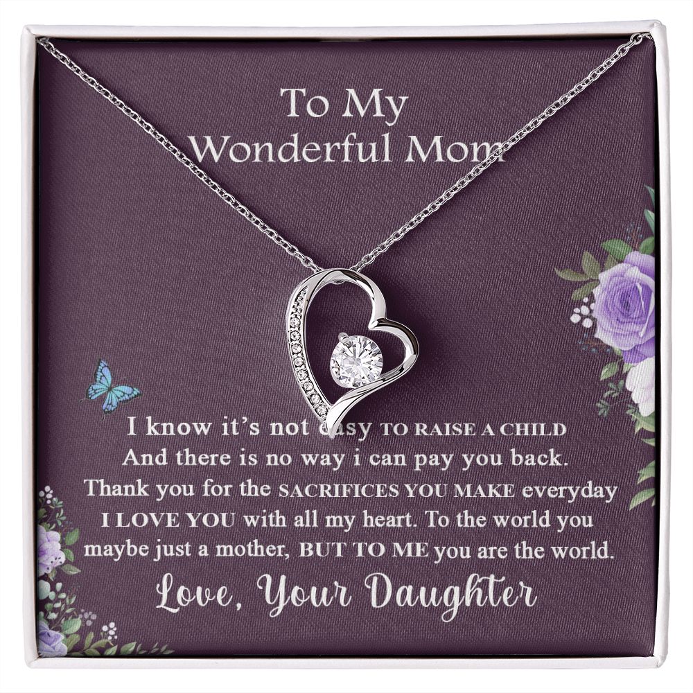 Mom Necklace Gifts for Mom from Daughter to Mom Gifts for Mothers Day from Daughter, To My Mom Necklace from Daughter to Mom Birthday Gifts Necklace with Message Card and Gift Box2231 Forever Love Necklace