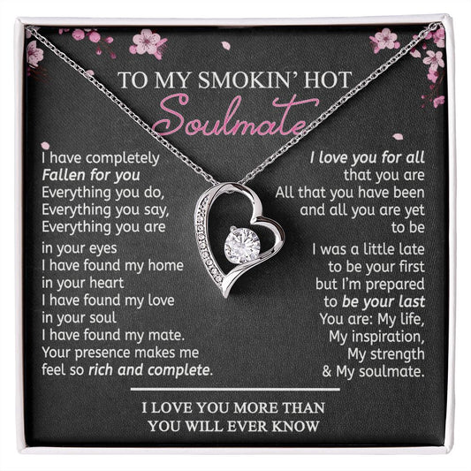To My Smokin Hot Soulmate Necklace - Wife Gifts From Husband To My Wife Necklace, Gift for Her Romantic, Girlfriend Gifts Necklace for Wife from Men Includes Message Card and Gift Box 12 Forever Love Necklace