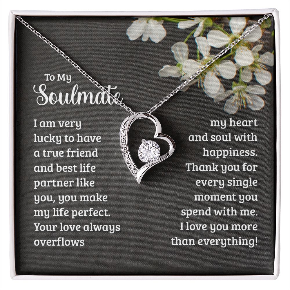 To My Soulmate Necklace for Women Birthday Christmas Jewelry Gifts For My Wife with Message Card Box Personalized Gift Present Pendant for Future Wife Soulmate Girlfriend Love 18 Forever Love Necklace