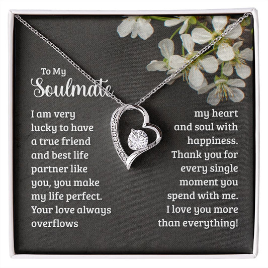To My Soulmate Necklace for Women Birthday Christmas Jewelry Gifts For My Wife with Message Card Box Personalized Gift Present Pendant for Future Wife Soulmate Girlfriend Love 18 Forever Love Necklace
