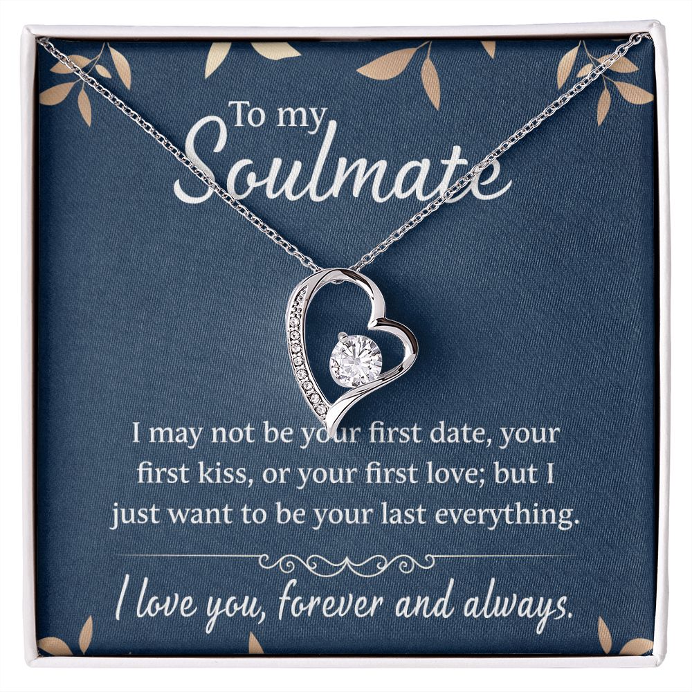 To My Soulmate Necklace for Women Birthday Christmas Jewelry Gifts For My Wife with Message Card Box Personalized Gift Present Pendant for Future Wife Soulmate Girlfriend Love 21 Forever Love Necklace