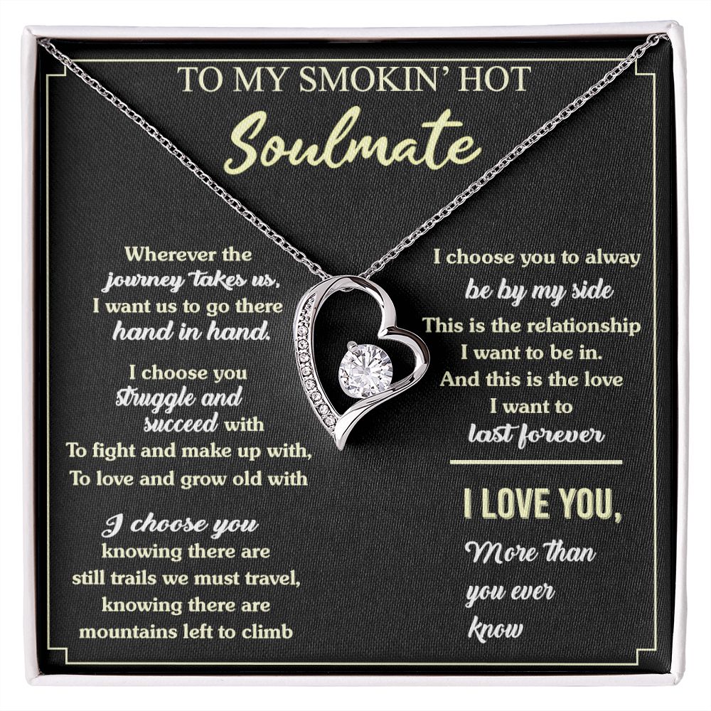 To My Soulmate Necklace for Women Birthday Valentines Day Jewelry Gifts For My Wife with Message Card Box Personalized Gift Present Pendant for Future Wife Soulmate Girlfriend Love 7 Forever Love Necklace