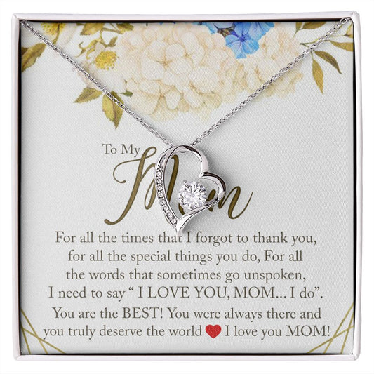 To My Mom Necklace, Gift For Mom, Mother's Day Gift from Daughter, Mom Jewelry Gift for Mothers Day, Birthday Gift for Mother, Moms Gift from Daughter Son, Necklace for Mom Mother 16 Forever Love Necklace