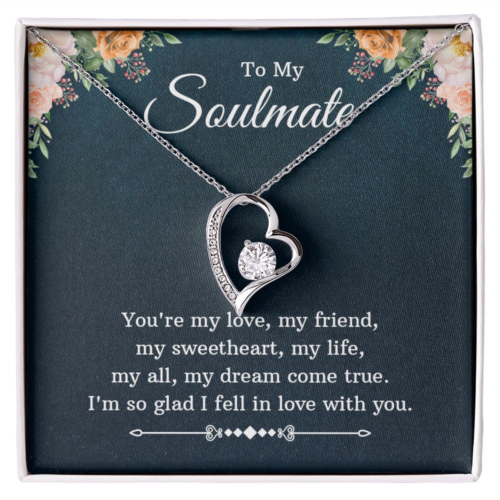 To My Soulmate Necklace for Women Birthday Christmas Jewelry Gifts For My Wife with Message Card Box Personalized Gift Present Pendant for Future Wife Soulmate Girlfriend Love 10 Forever Love Necklace