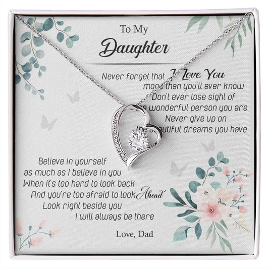 Jewelry Pendant Present for Daughter, To My Daughter Gift Necklace from Mom, Mother Daughter Gift Ideas, Birthday Christmas Gift Graduation Gifts for Daughters, Mother and Daughter Necklace 20 Forever Love Necklace