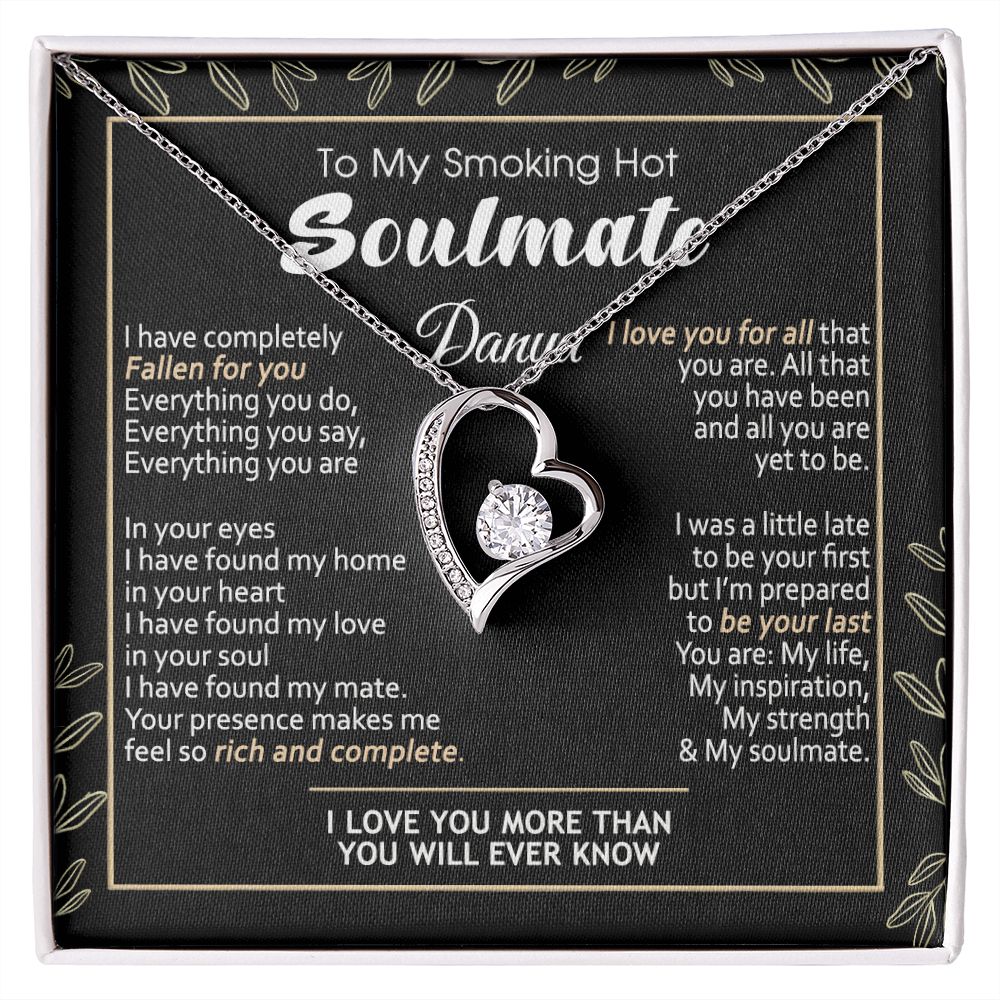 To My Smokin Hot Soulmate Necklace - Wife Gifts From Husband To My Wife Necklace, Gift for Her Romantic, Girlfriend Gifts Necklace for Wife from Men Includes Message Card and Gift Box 7 Forever Love Necklace