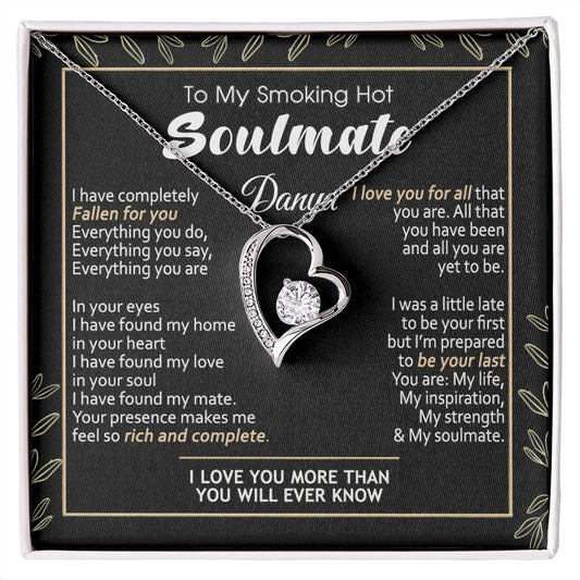 To My Smokin Hot Soulmate Necklace - Wife Gifts From Husband To My Wife Necklace, Gift for Her Romantic, Girlfriend Gifts Necklace for Wife from Men Includes Message Card and Gift Box 7 Forever Love Necklace
