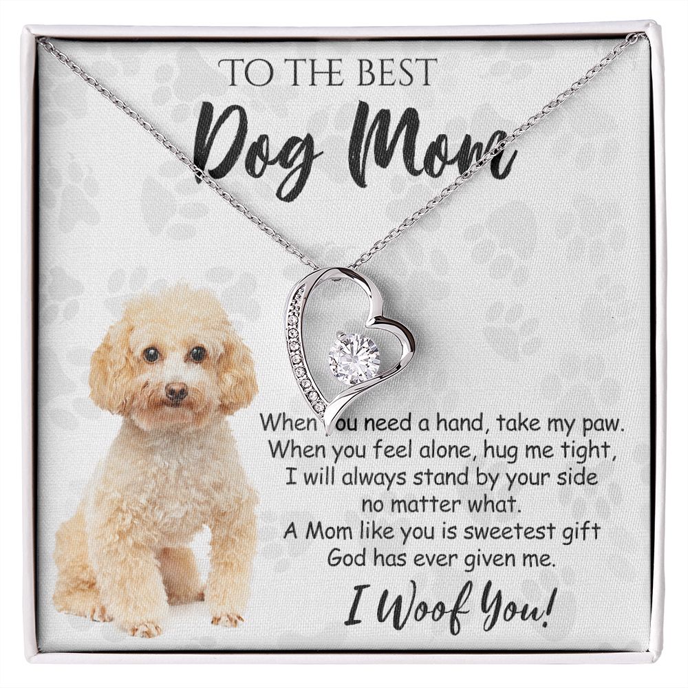 To The Best Poodle Dog Mom Knot Necklace Mother's Day Gift , I Woof You Quote Gift Card, Message Card Jewelry For Dog Lovers, Necklace For Mom Forever Love Necklace