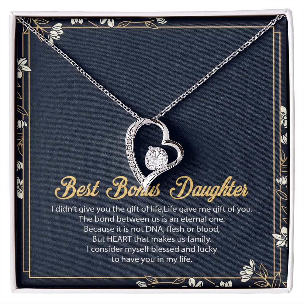 Bonus Daughter Gifts From Stepdad, Step Daughter Gifts From Stepmom, Stepdaughter Gifts From Stepdad, Father Stepdaughter Necklace, To My Bonus Daughter Necklaces, Christmas Gifts For Bonus8 Forever Love Necklace
