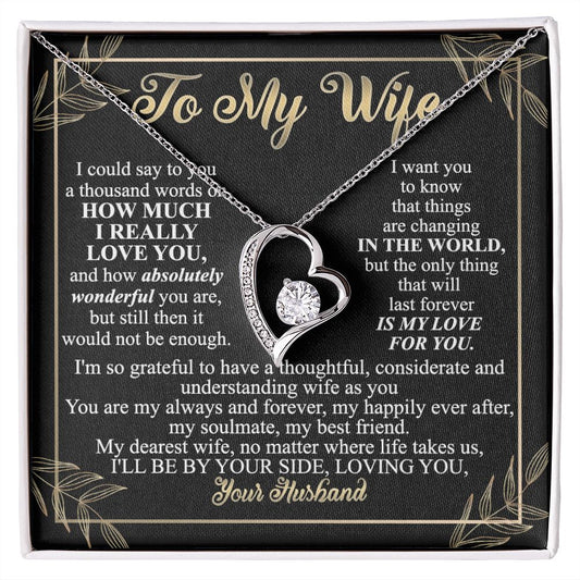 Birthday Gifts For Wife, Necklace Gifts For Wife From Husband, To My Wife Jewelry For Women , To My Wife Necklace  from Husband Wedding Anniversary Present For Wife, Beautiful Wife Jewelry Christmas13 Forever Love Necklace
