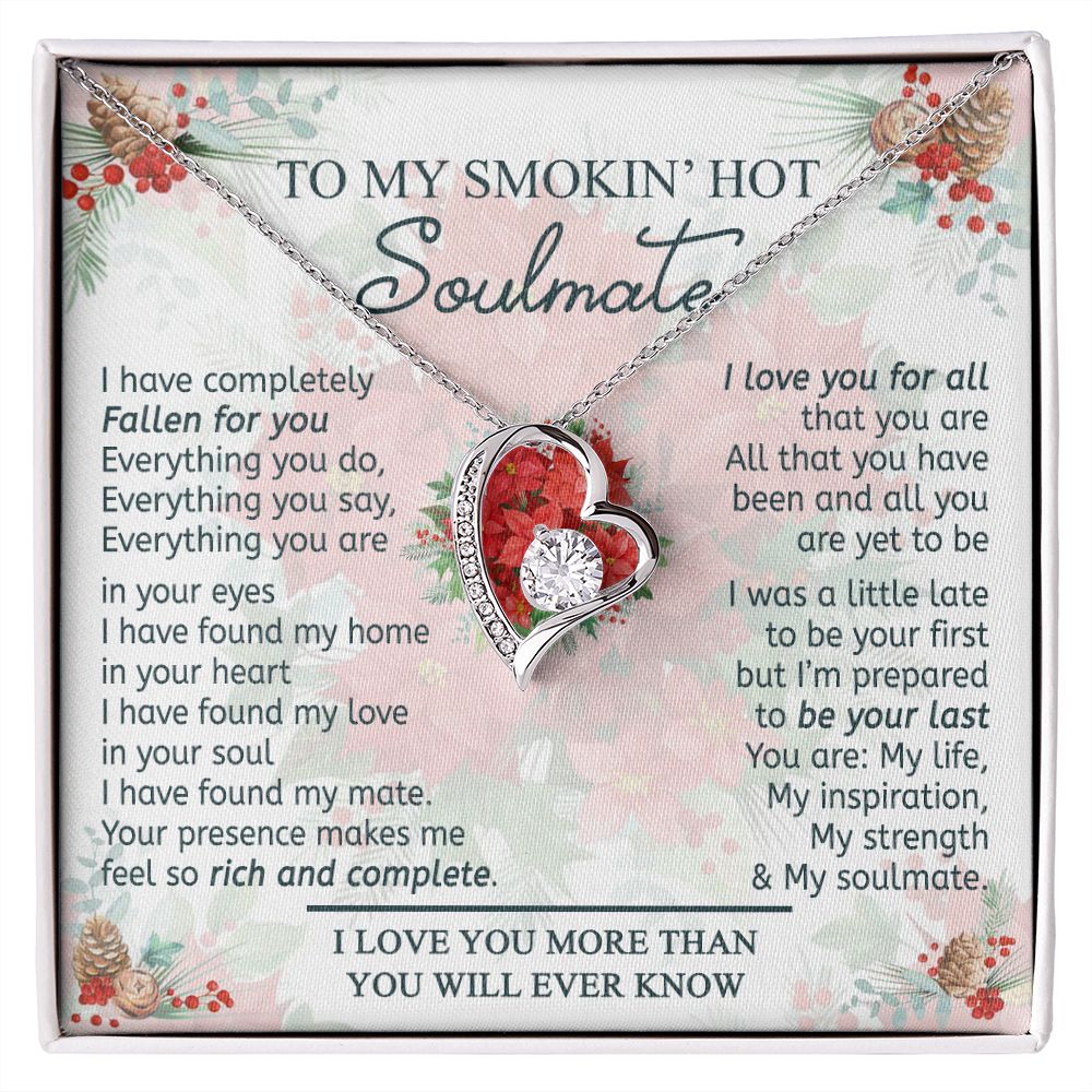 To My Smokin Hot Soulmate Necklace - Wife Gifts From Husband To My Wife Necklace, Gift for Her Romantic, Girlfriend Gifts Necklace for Wife from Men Includes Message Card and Gift Box 19 Forever Love Necklace