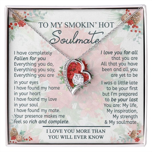 To My Smokin Hot Soulmate Necklace - Wife Gifts From Husband To My Wife Necklace, Gift for Her Romantic, Girlfriend Gifts Necklace for Wife from Men Includes Message Card and Gift Box 19 Forever Love Necklace