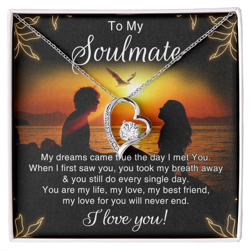 To My Soulmate Necklace for Women Birthday Christmas Jewelry Gifts For My Wife with Message Card Box Personalized Gift Present Pendant for Future Wife Soulmate Girlfriend Love 6 Forever Love Necklace