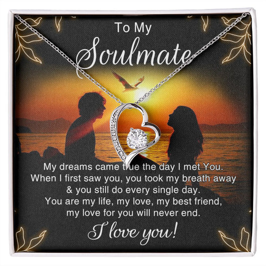 To My Soulmate Necklace for Women Birthday Christmas Jewelry Gifts For My Wife with Message Card Box Personalized Gift Present Pendant for Future Wife Soulmate Girlfriend Love 6 Forever Love Necklace