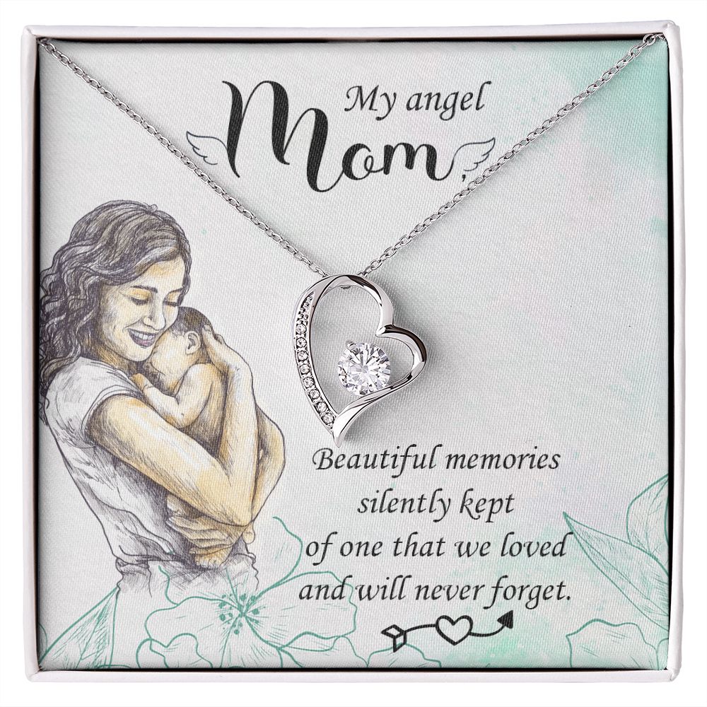 To My Mom Mother My Angel Necklace Pendant Gift From Daughter Beautiful Memories With Message Card Gift For Mom Forever Love Necklace