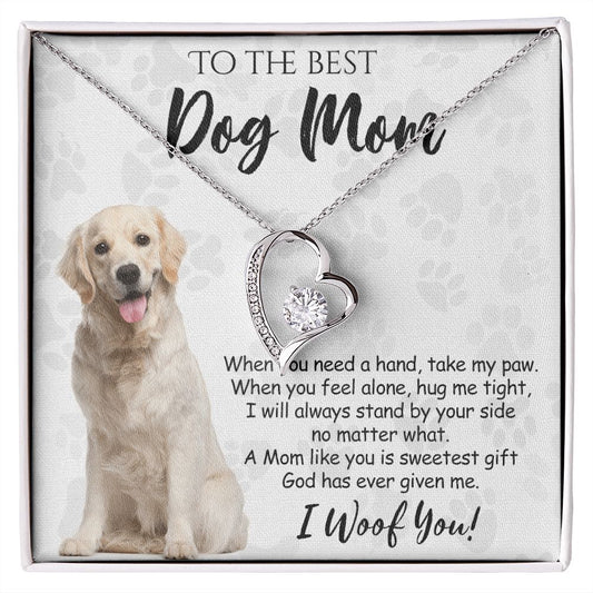 To The Best Golden Retriever Dog Mom Knot Necklace Mother's Day Gift , I Woof You Gift Card, Message Card Jewelry For Dog Lovers, Necklace For Mom Forever Love Necklace