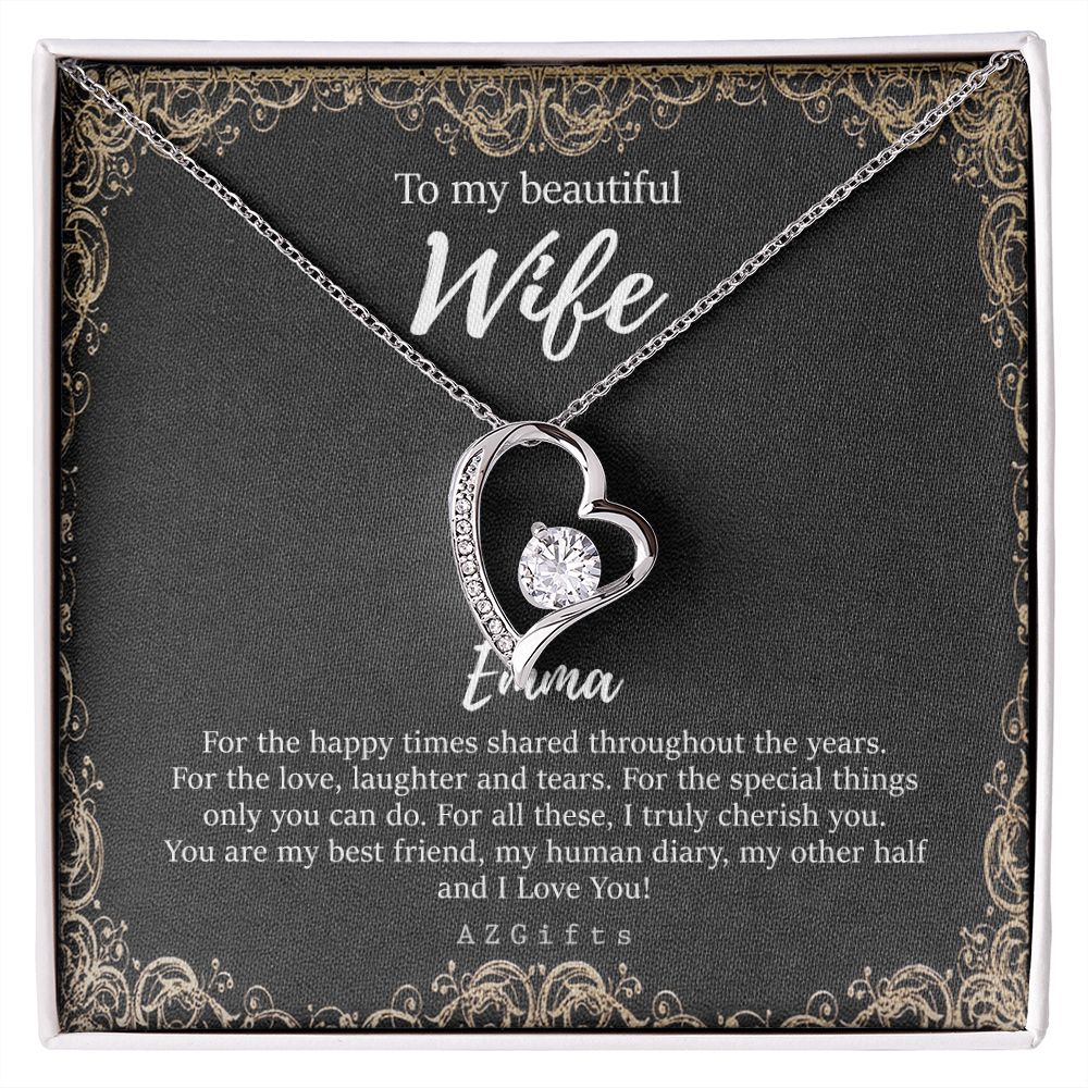To My Wife Necklace from Husband, Personalized Necklace for Women, Luxury Necklace for Wife from Man Men, Wedding Anniversary Present For Wife, Beautiful Wife Jewelry Christmas Birthday Gifts For Wife9 Forever Love Necklace