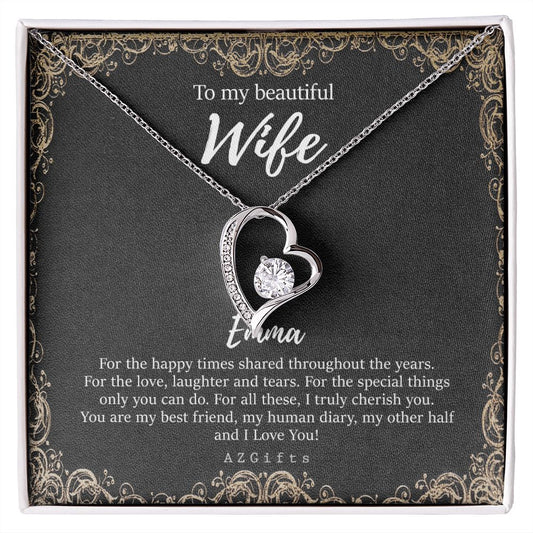 To My Wife Necklace from Husband, Personalized Necklace for Women, Luxury Necklace for Wife from Man Men, Wedding Anniversary Present For Wife, Beautiful Wife Jewelry Christmas Birthday Gifts For Wife9 Forever Love Necklace