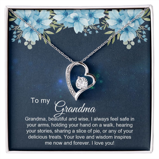 To My Grandma Necklace, Gift for Grandmother Necklace, Mothers Day Gift For Grandma Nana, Grandma Jewelry From Grandchildren GrandKids , Jewelry Box Gift For Grandma Grandmother2 Forever Love Necklace