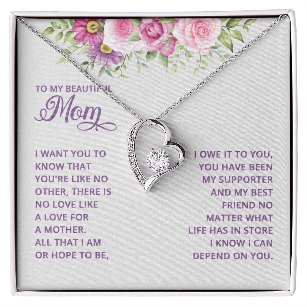 Mom Necklace Gifts for Mom from Daughter to Mom Gifts for Mothers Day from Daughter, To My Mom Necklace from Daughter to Mom Birthday Gifts Necklace with Message Card and Gift Box17 Forever Love Necklace