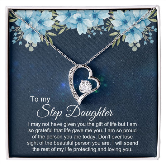 Bonus Daughter Gifts From Stepdad, Step Daughter Gifts From Stepmom, Stepdaughter Gifts From Stepdad, Father Stepdaughter Necklace, To My Bonus Daughter Necklaces, Christmas Gifts For Bonus3 Forever Love Necklace