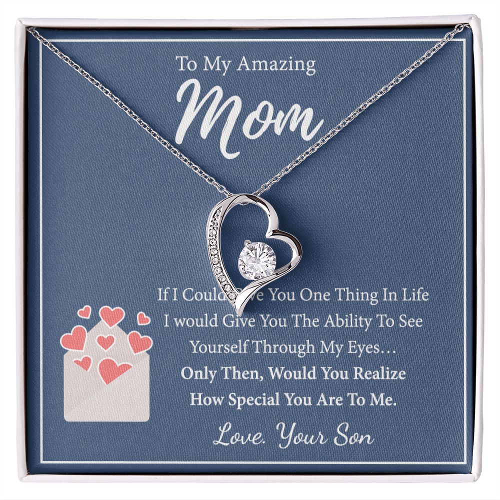 Mom Necklace Gifts for Mom from Daughter to Mom Gifts for Mothers Day from Daughter, To My Mom Necklace from Daughter to Mom Birthday Gifts Necklace with Message Card and Gift Box2238 Forever Love Necklace
