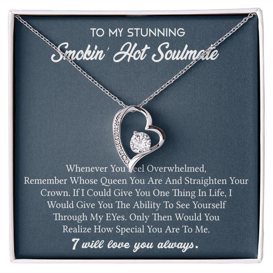 To My Soulmate Necklace for Women Birthday Valentines Day Jewelry Gifts For My Wife with Message Card Box Personalized Gift Present Pendant for Future Wife Soulmate Girlfriend Love 5 Forever Love Necklace