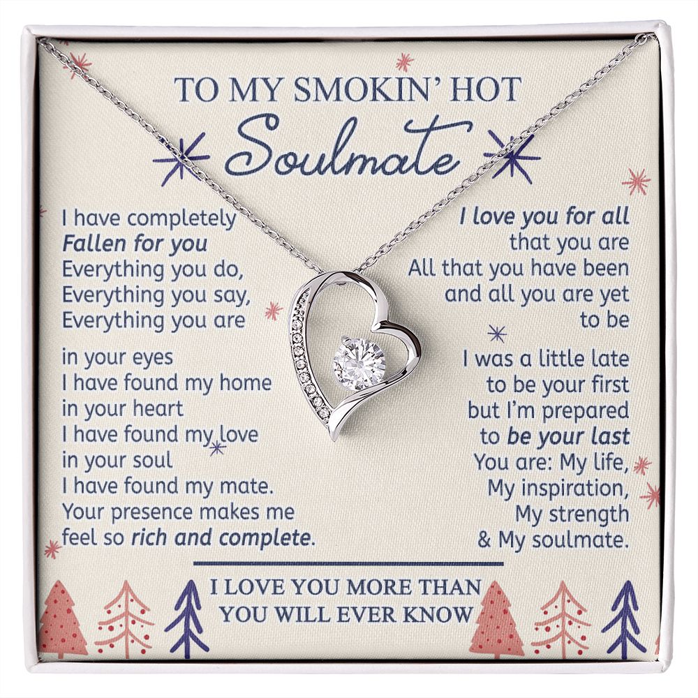 To My Smokin Hot Soulmate Necklace - Wife Gifts From Husband To My Wife Necklace, Gift for Her Romantic, Girlfriend Gifts Necklace for Wife from Men Includes Message Card and Gift Box 16 Forever Love Necklace