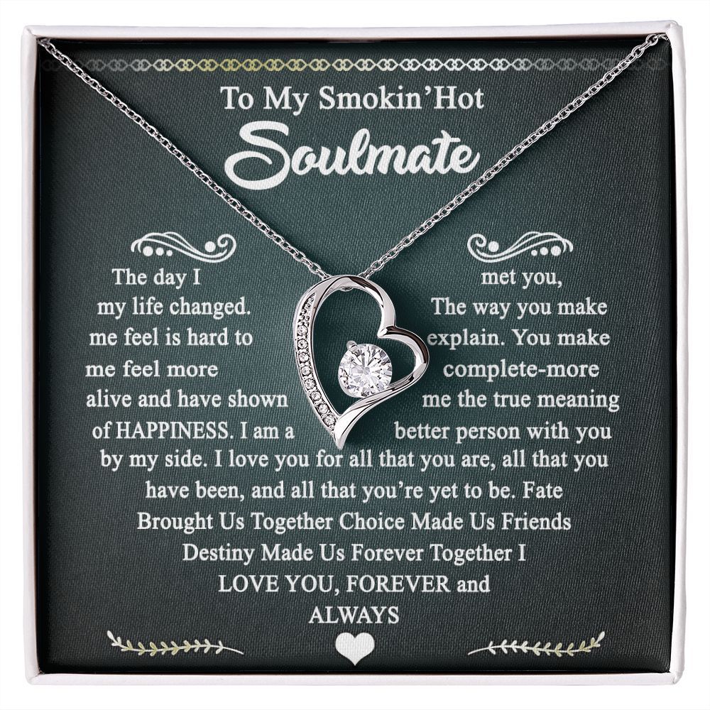 To My Smokin Hot Soulmate Necklace - Wife Gifts From Husband To My Wife Necklace, Gift for Her Romantic, Girlfriend Gifts Necklace for Wife from Men Includes Message Card and Gift Box 3 Forever Love Necklace