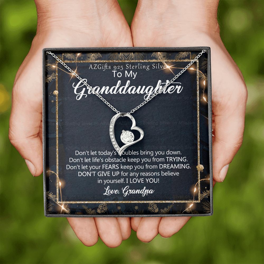 To My Granddaughter Necklace from Grandpa, Gift for Granddaughter from Grandfather, Necklace from Grandpa to Granddaughter, Granddaughter Christmas Present from Grandfather 301 Forever Love Necklace