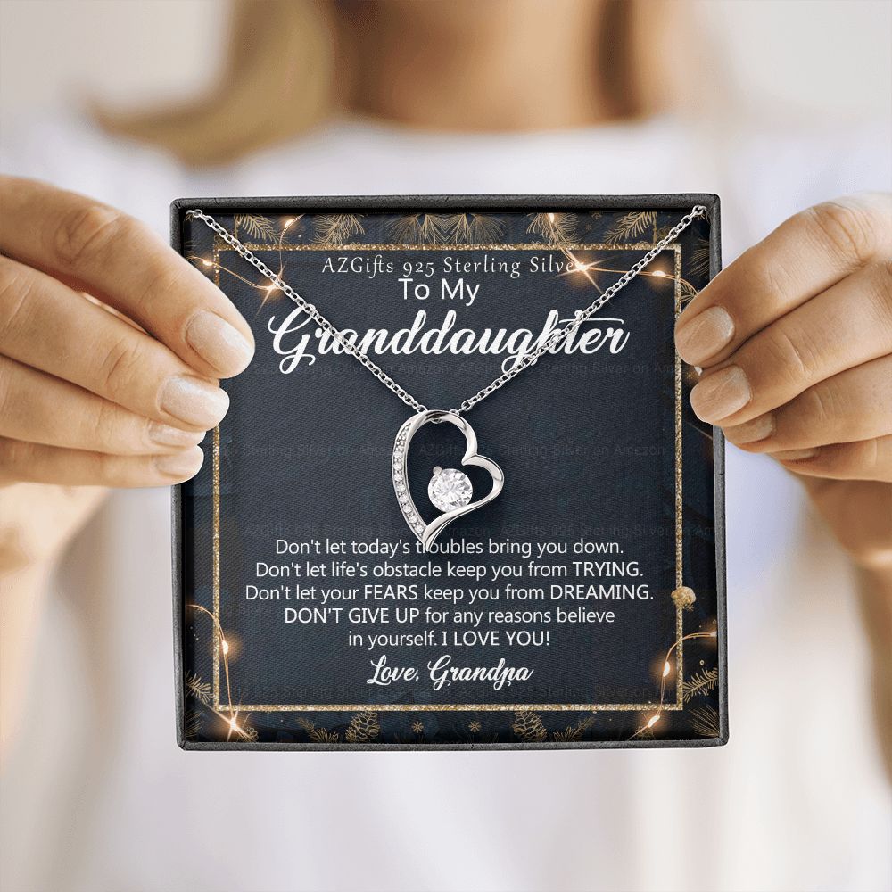 To My Granddaughter Necklace from Grandpa, Gift for Granddaughter from Grandfather, Necklace from Grandpa to Granddaughter, Granddaughter Christmas Present from Grandfather 301 Forever Love Necklace