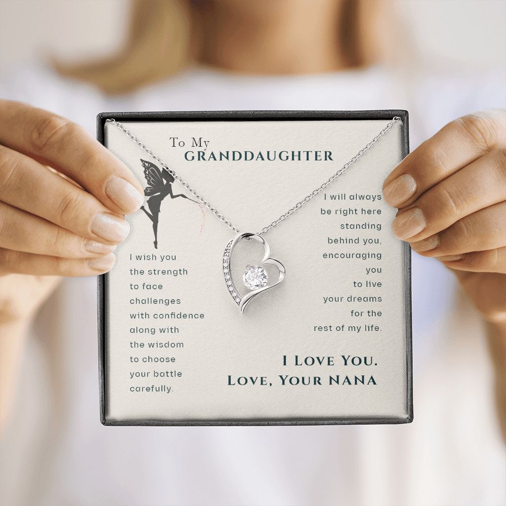 To My Granddaughter Dragonfly Necklace, Gift for Granddaughter From Nana Forever Love Necklace