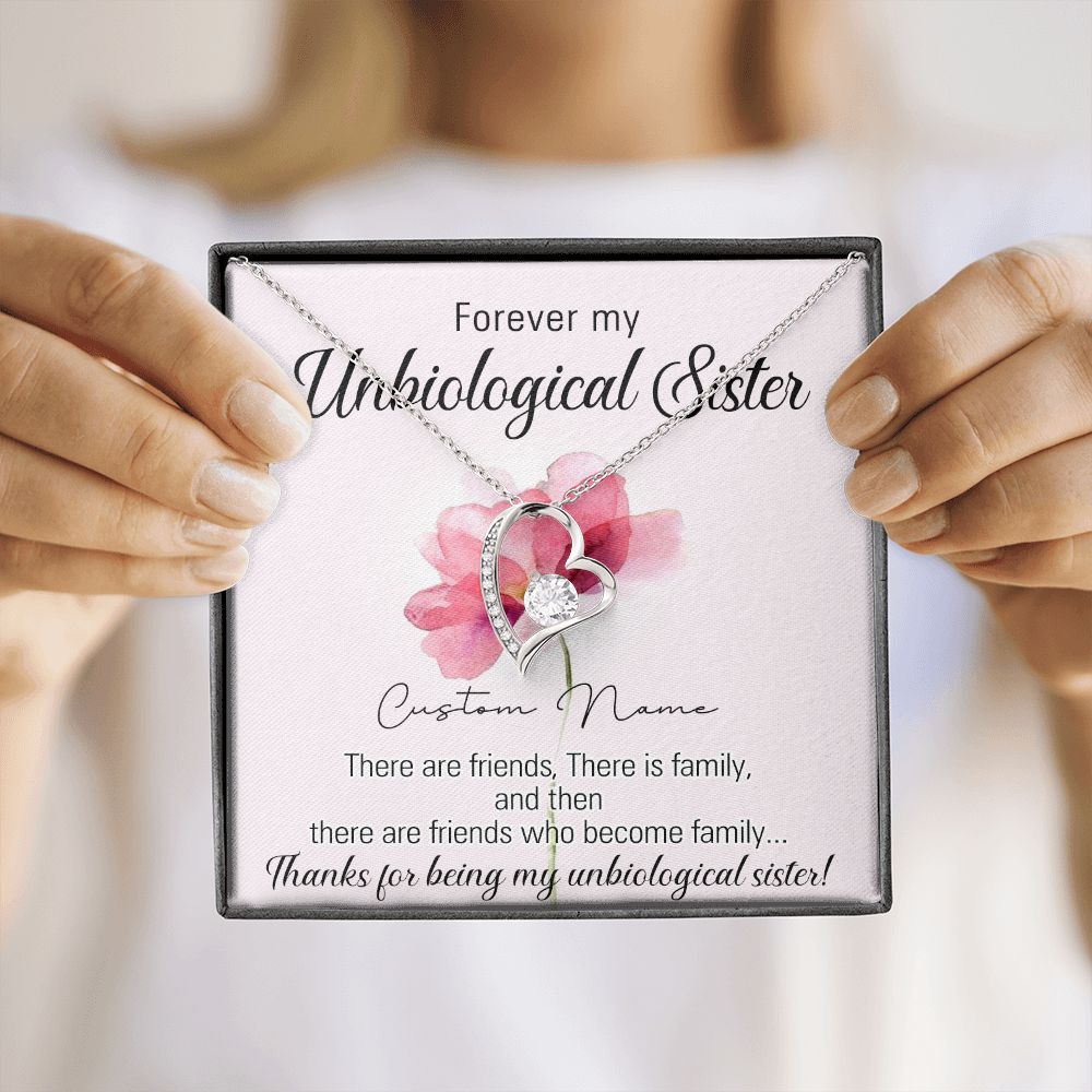 To My Unbiological Sister Necklace for Soul Sister Gift for Big Little Sorority Sister in Law Necklace for Sister Gift Tribe Jewelry Birthday Gift Idea for Best Friend 301 Forever Love Necklace