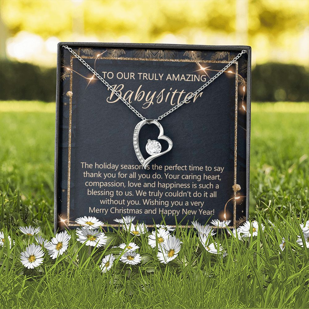 Babysitter Christmas Necklace Gift, Babysitter Gift, Christmas Babysitter Gift from Family, Merry Christmas Day Gift, Holiday Gift, Babysitter Necklace for Women 301 Forever Love Necklace