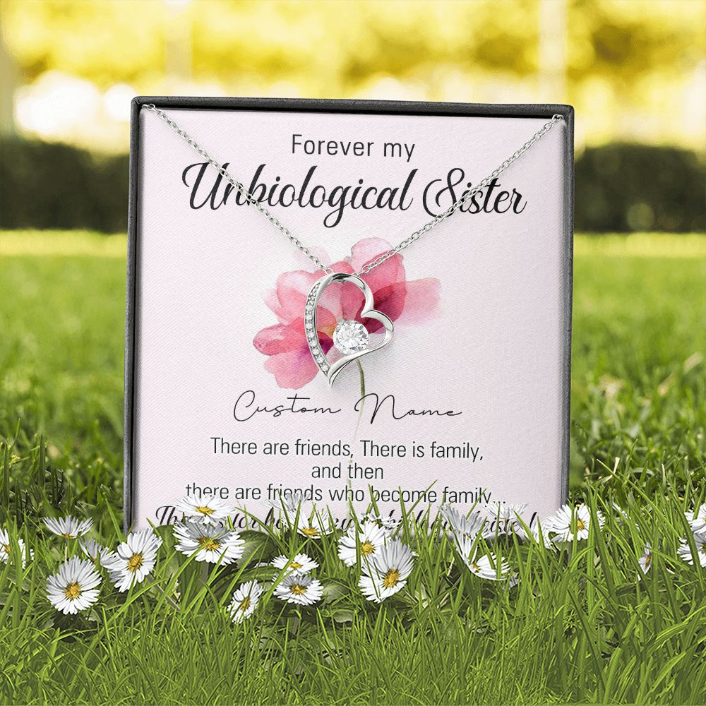 To My Unbiological Sister Necklace for Soul Sister Gift for Big Little Sorority Sister in Law Necklace for Sister Gift Tribe Jewelry Birthday Gift Idea for Best Friend 301 Forever Love Necklace
