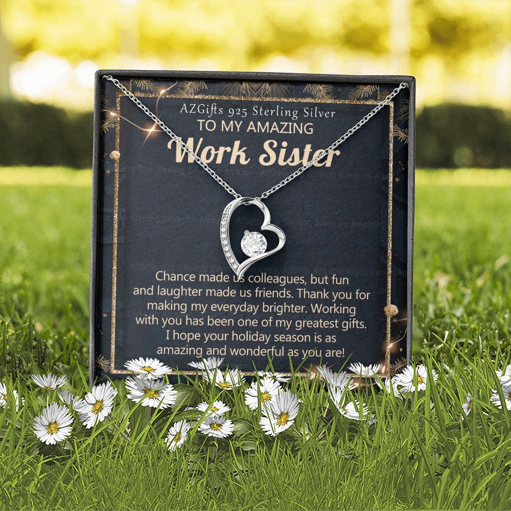 To My Work Sister Necklace Gift for Colleague Christmas Necklace for Work Sister from Co-Worker Christmas Pendant Gift for Colleague Christmas Jewelry Gift for Her Women 301 Forever Love Necklace